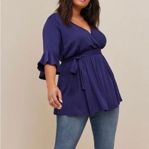 Torrid Babydoll Challis Surplice Tie-Front Top